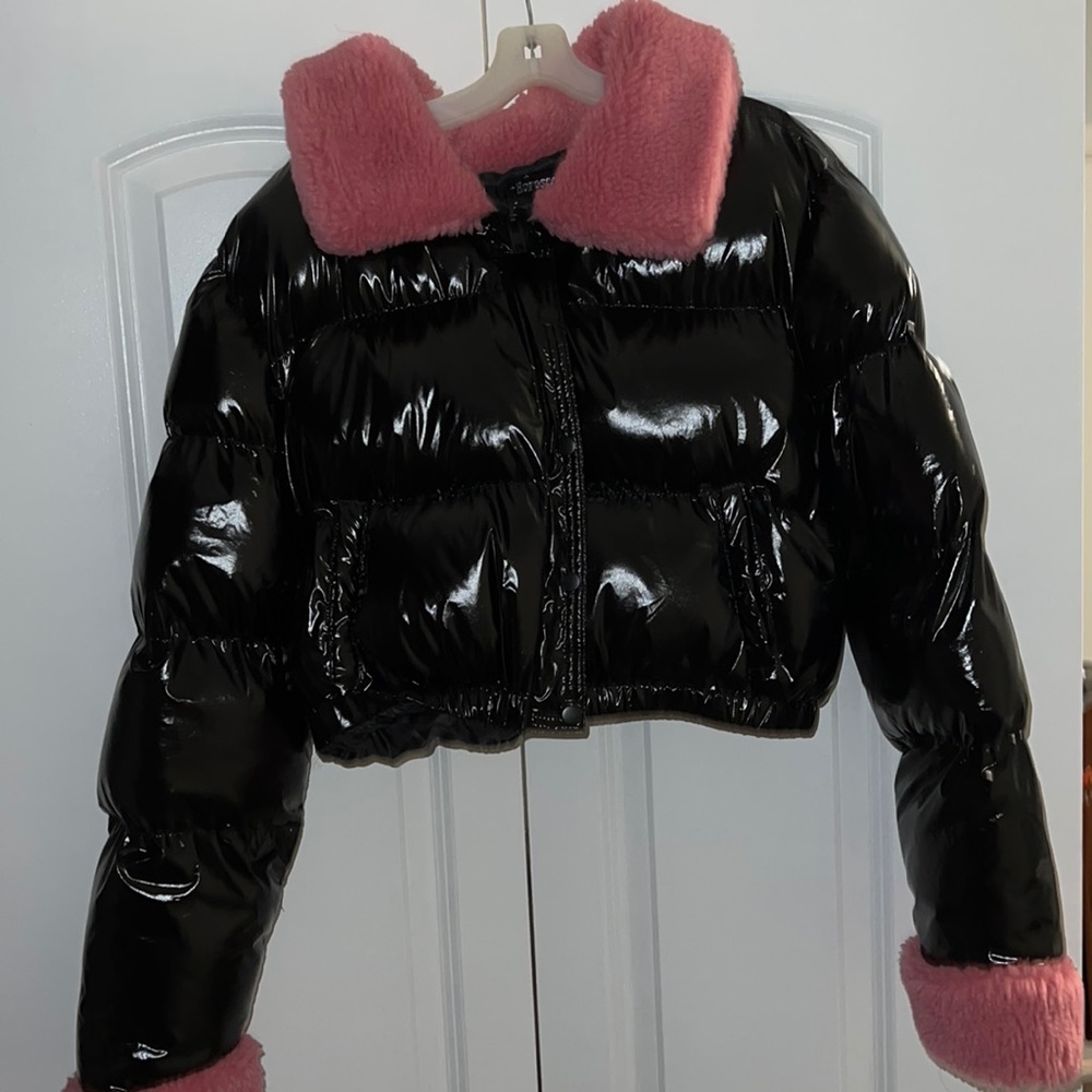 Black & Pink Puffer Jacket